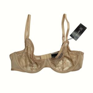 INC International Concepts Intimates Underwire Lace Bra Almond Latte Medium New